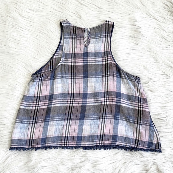 Anthropologie Cloth & Stone Plaid Fringe Tank - Picture 4 of 6
